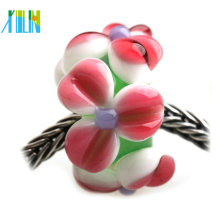 DIY murano bracelet making pave flower petal 925 lampwork glass beads